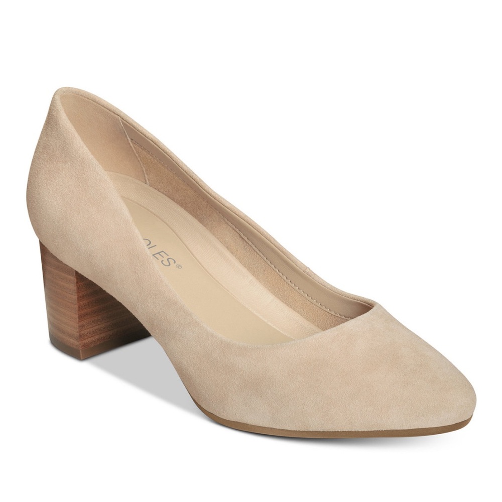 AEROSOLES Tan Block Heel Pumps